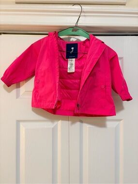 Jacardi Paris Girls' Bright Pink Hooded Jacket with removable puffer vest